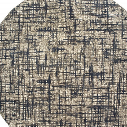 5’X8’ Gray And Navy Abstract Area Rug