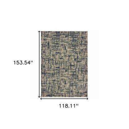 5’X8’ Gray And Navy Abstract Area Rug