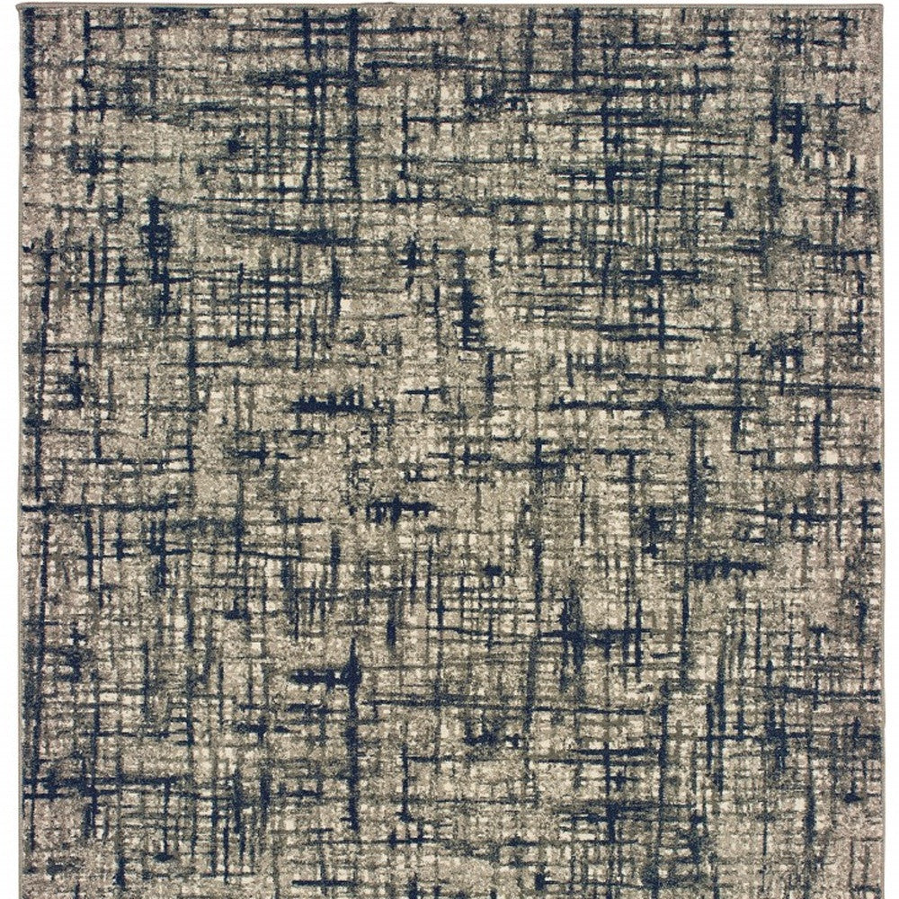 5’X8’ Gray And Navy Abstract Area Rug