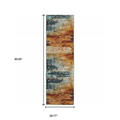 5’X8’ Blue And Red Distressed Area Rug