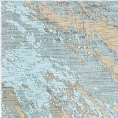 5’X8’ Blue And Gray Abstract Impasto Area Rug