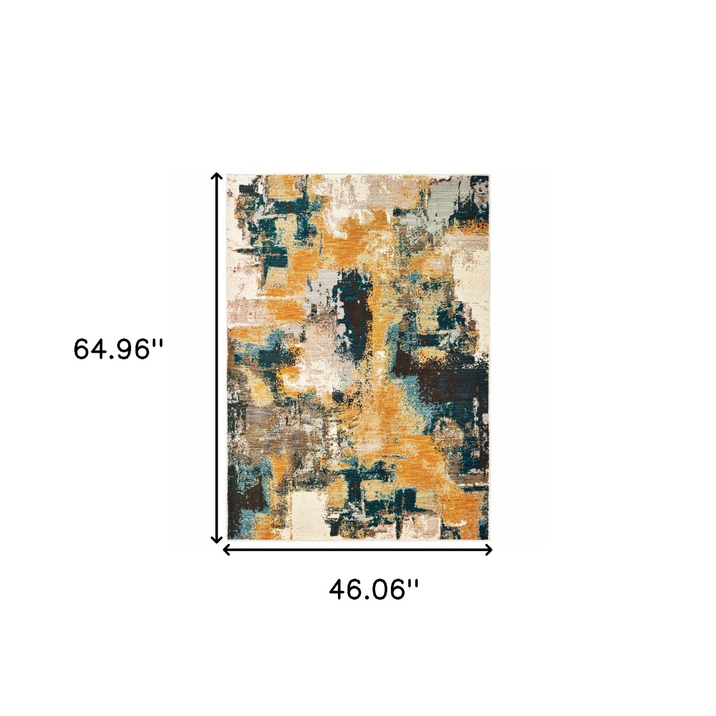 8’X11’ Blue And Gold Abstract Strokes Area Rug