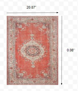 5’X8’ Red And Gray Oriental Area Rug