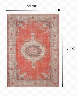 5’X8’ Red And Gray Oriental Area Rug