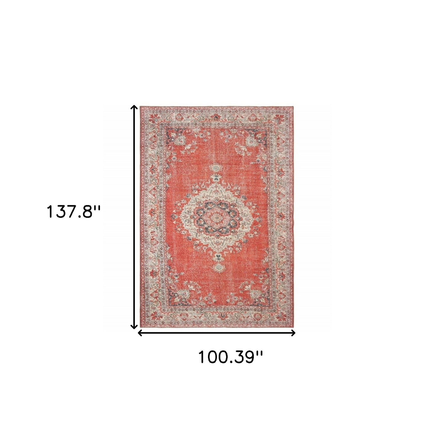 5’X8’ Red And Gray Oriental Area Rug