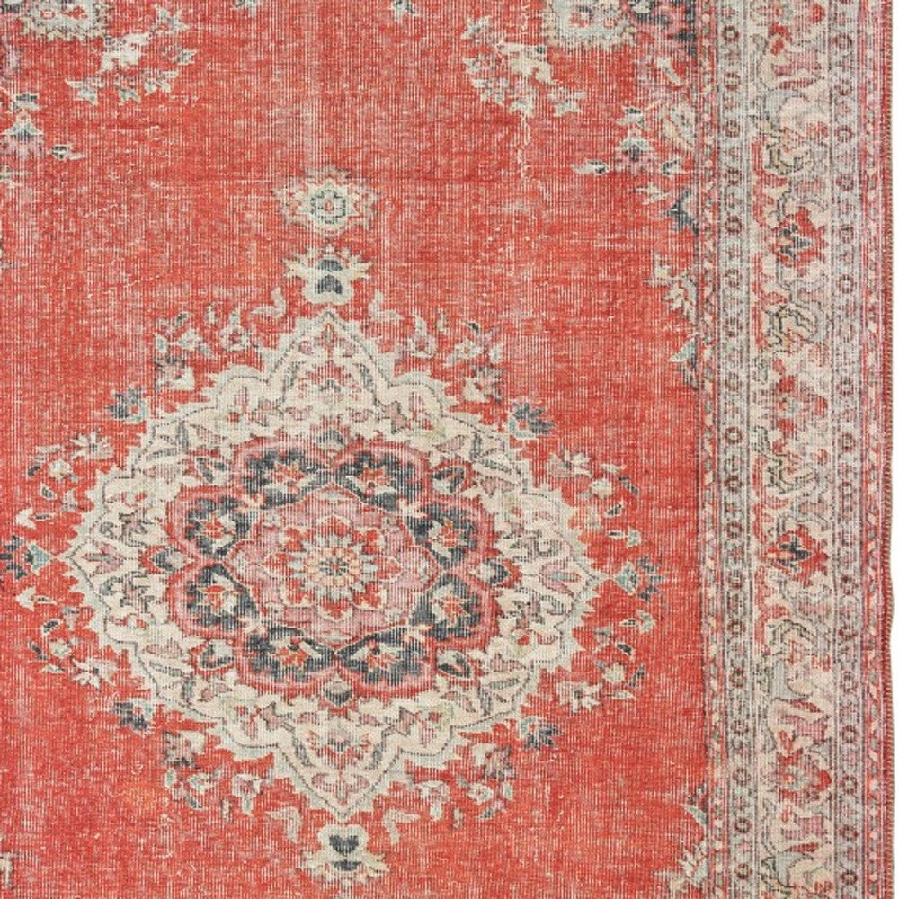 5’X8’ Red And Gray Oriental Area Rug