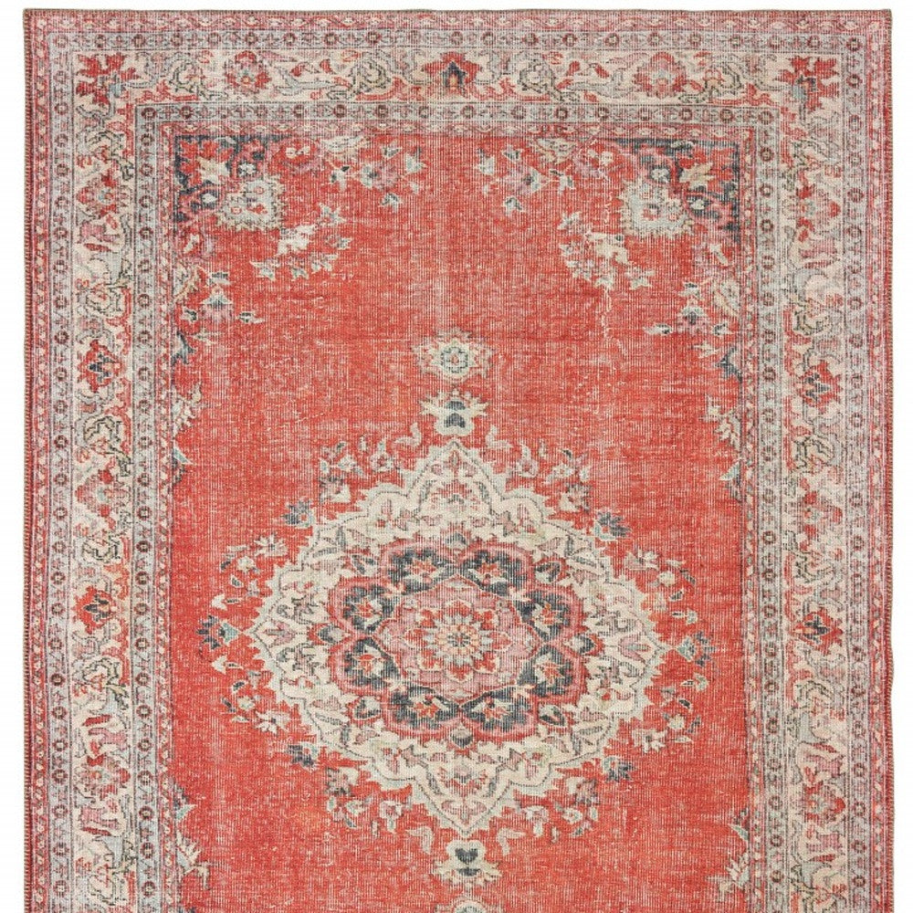 5’X8’ Red And Gray Oriental Area Rug