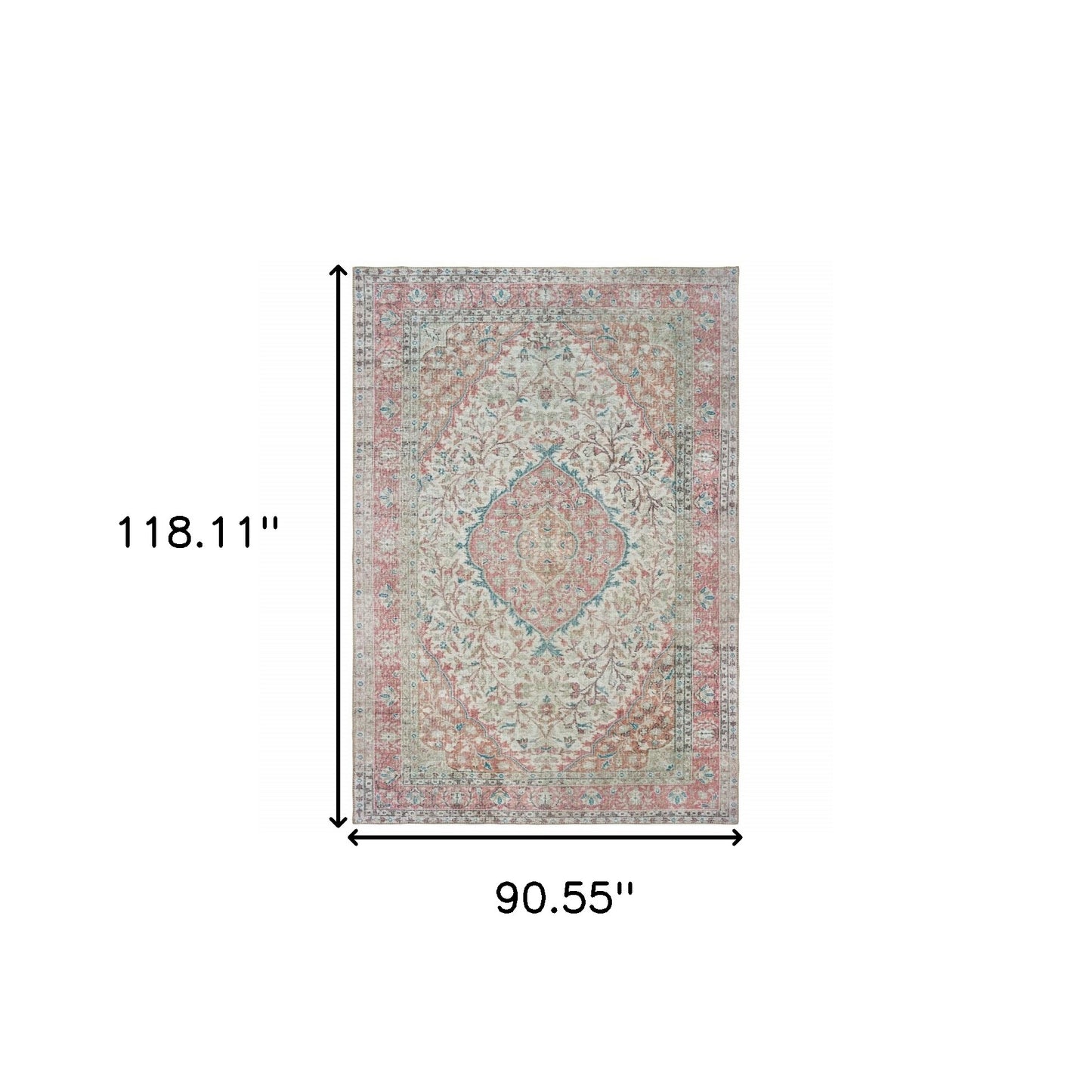 5’X8’ Ivory And Pink Oriental Area Rug
