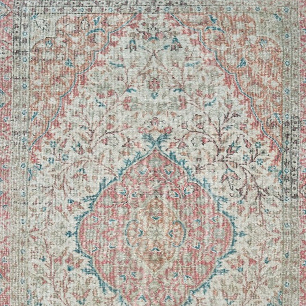 5’X8’ Ivory And Pink Oriental Area Rug