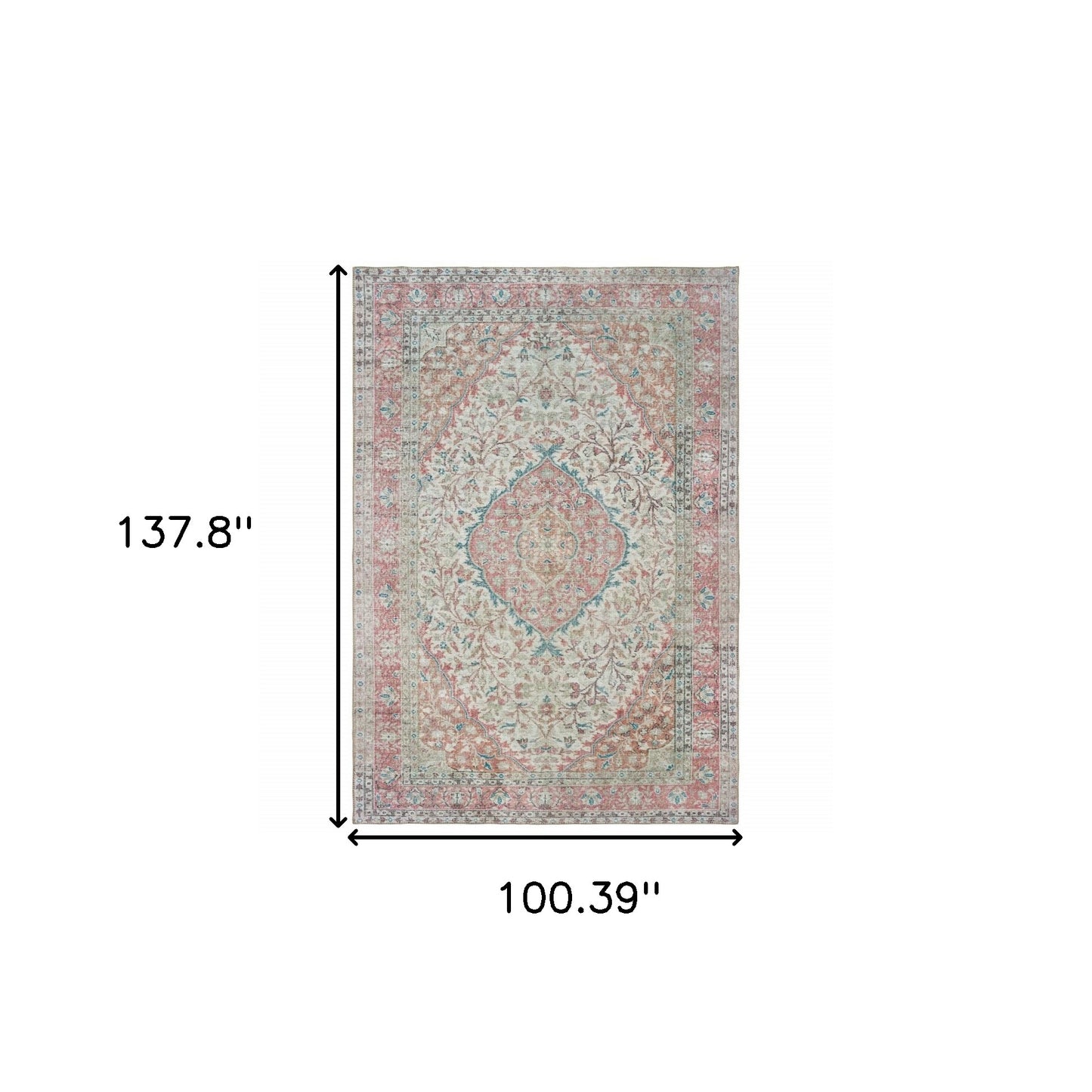 5’X8’ Ivory And Pink Oriental Area Rug