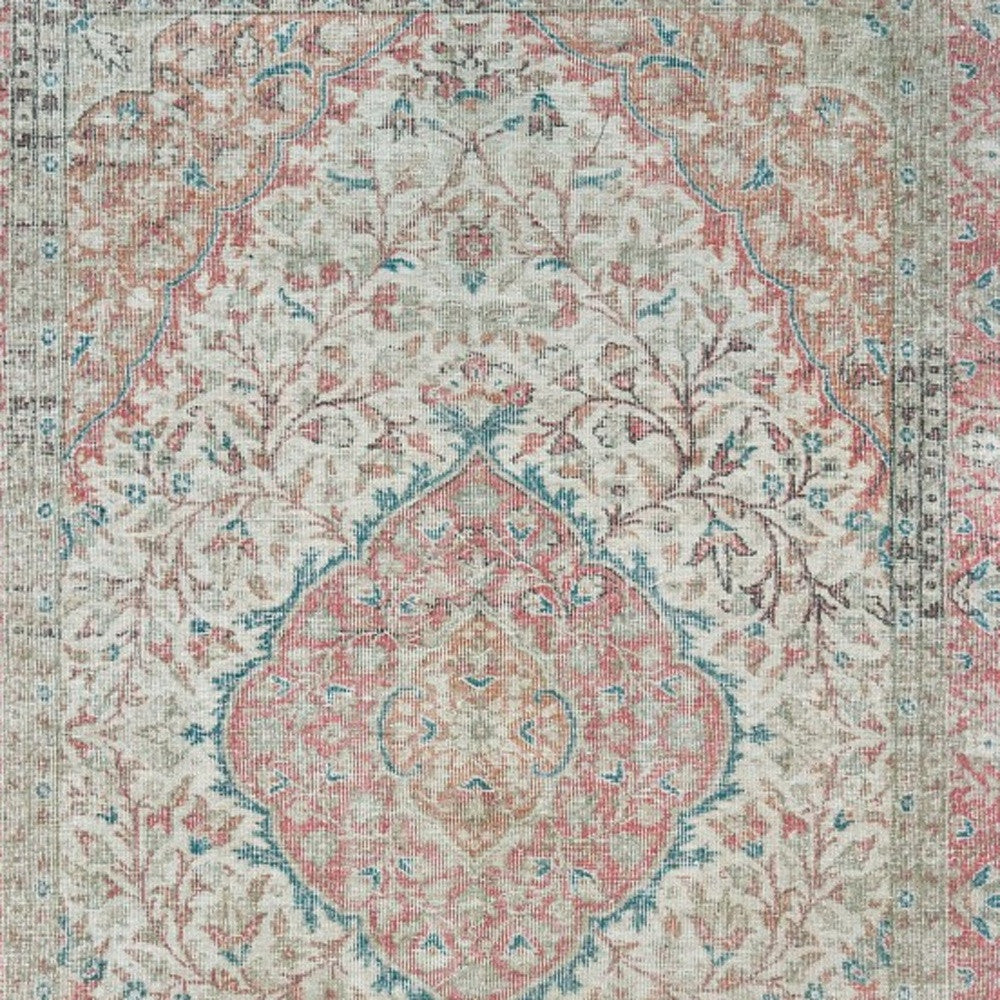 5’X8’ Ivory And Pink Oriental Area Rug