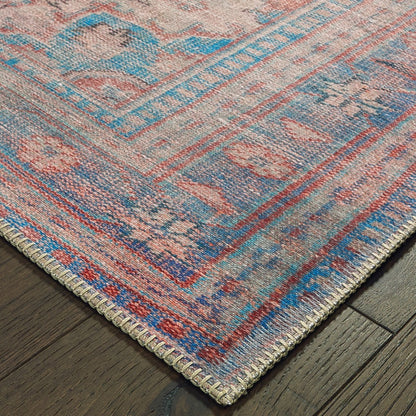 5’X8’ Red And Blue Oriental Area Rug