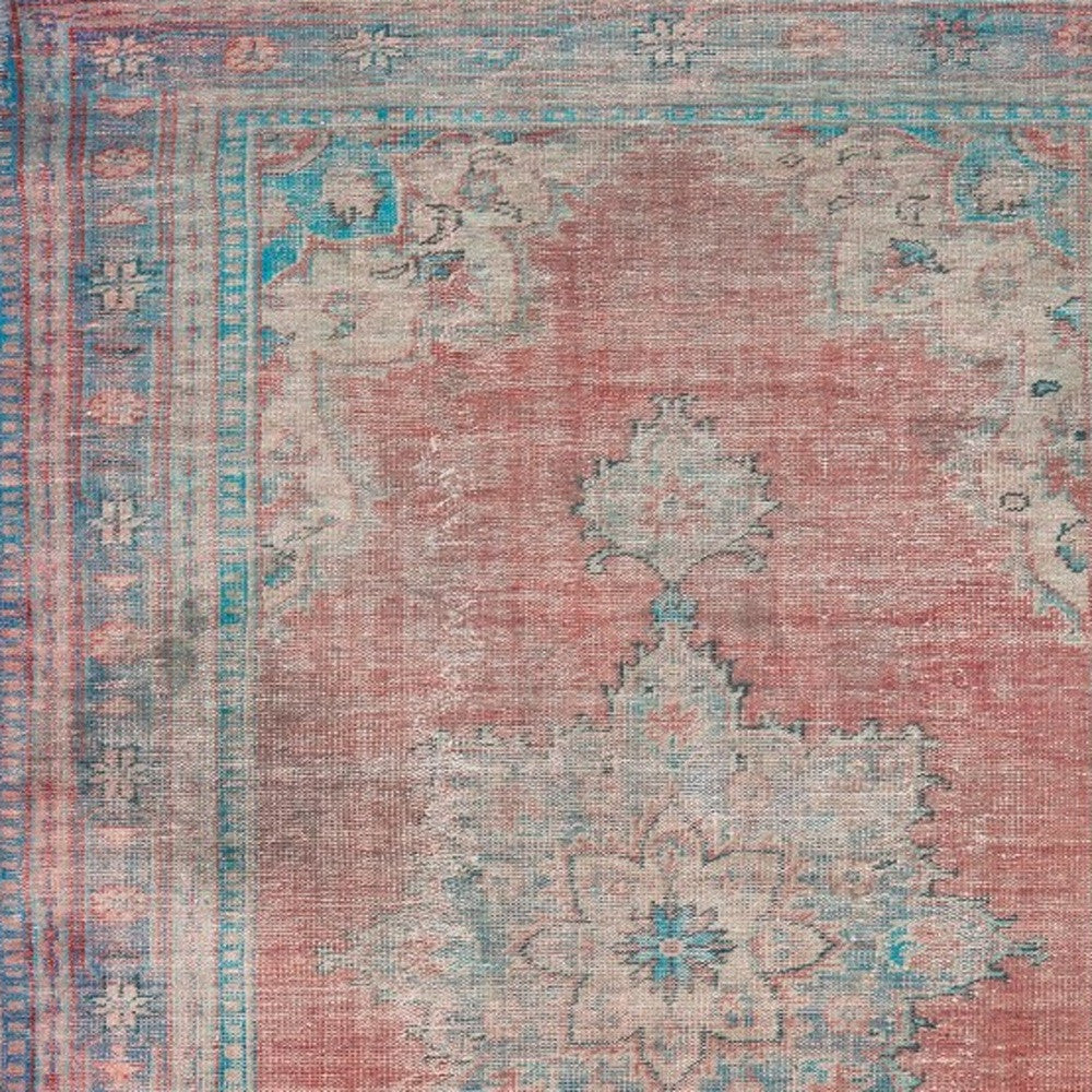 5’X8’ Red And Blue Oriental Area Rug