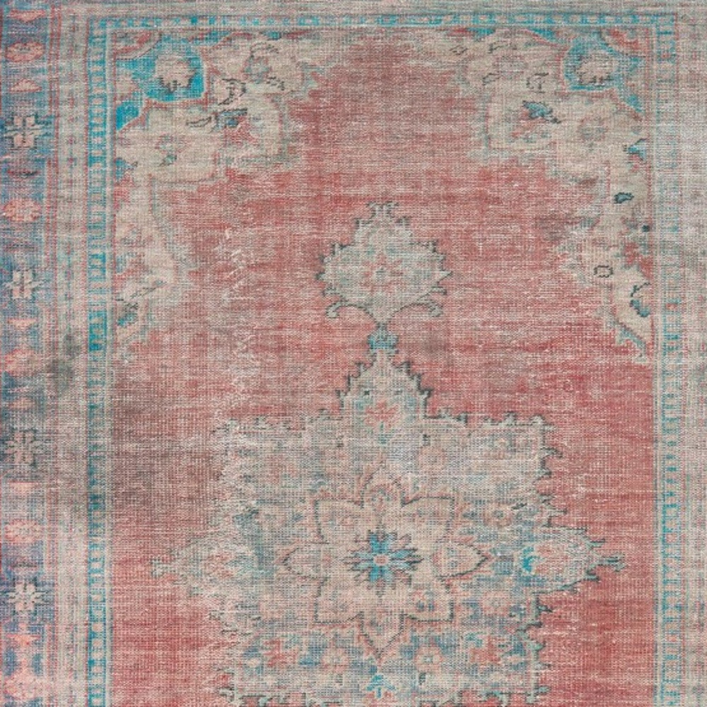 5’X8’ Red And Blue Oriental Area Rug