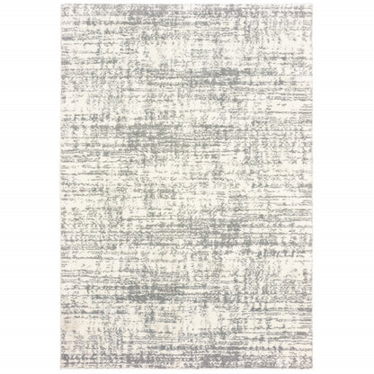 7’X10’ Ivory And Gray Abstract Strokes Area Rug
