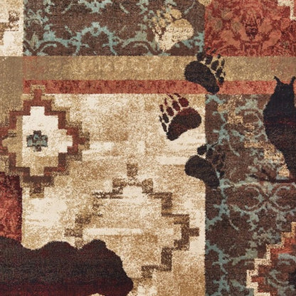 7’X9’ Rustic Brown Animal Lodge Area Rug