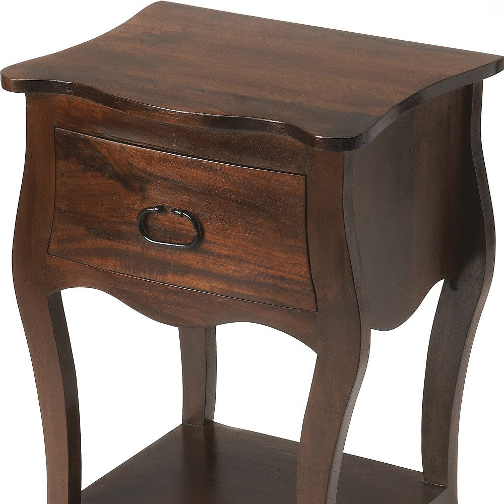 28" Brown One Drawer Solid Wood Nightstand