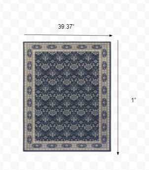 5’X8’ Navy And Gray Floral Ditsy Area Rug