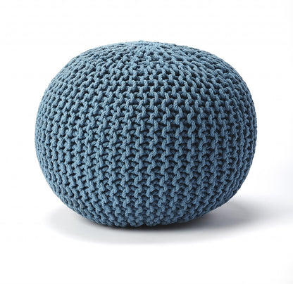 19" Blue Round Pouf Ottoman