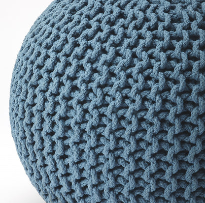 19" Blue Round Pouf Ottoman