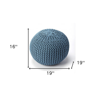19" Blue Round Pouf Ottoman