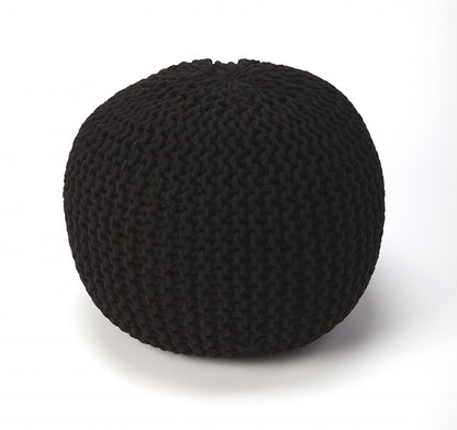 19" Black 100% Cotton Pouf Ottoman
