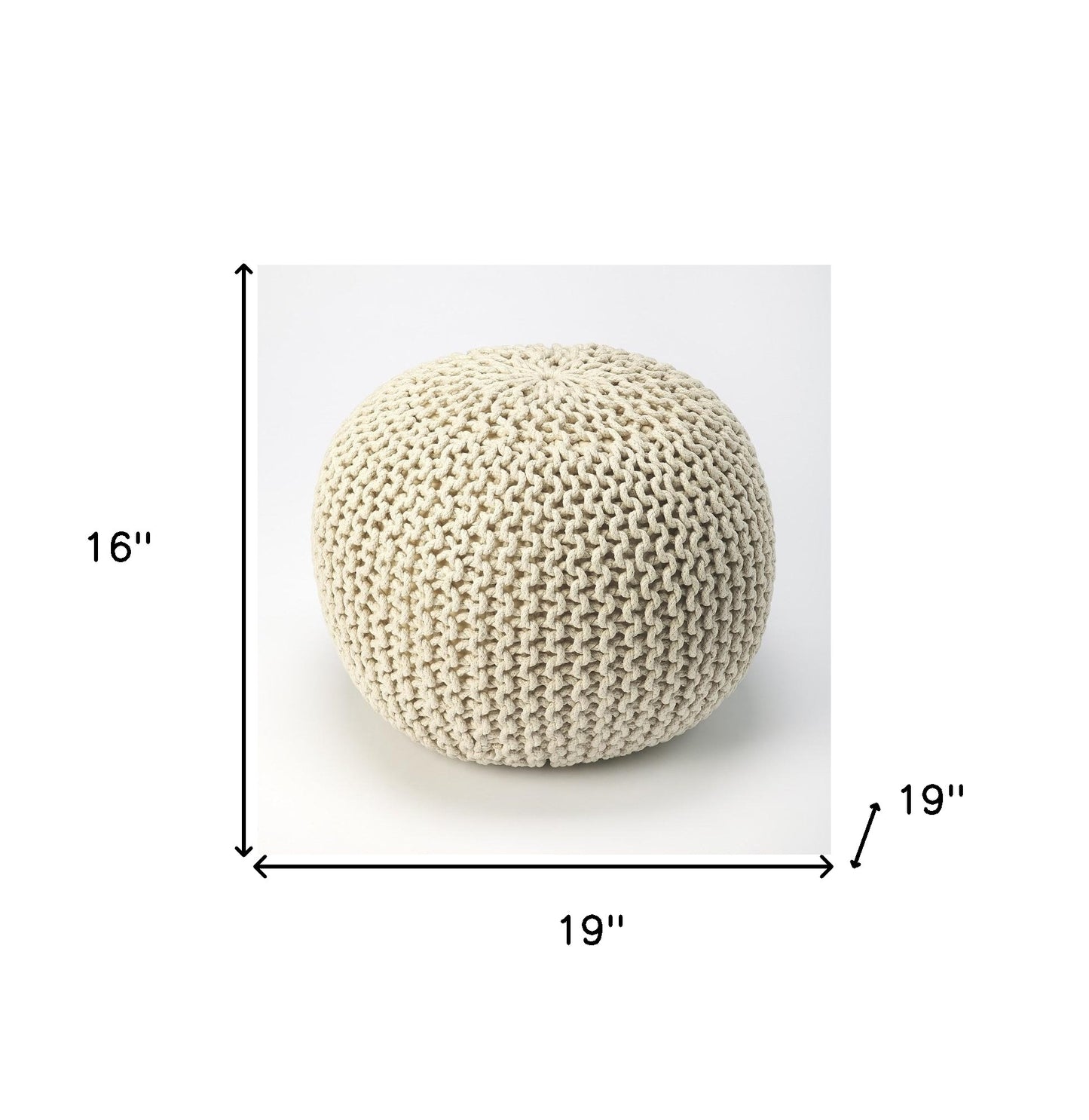 19" Cream Round Pouf Ottoman