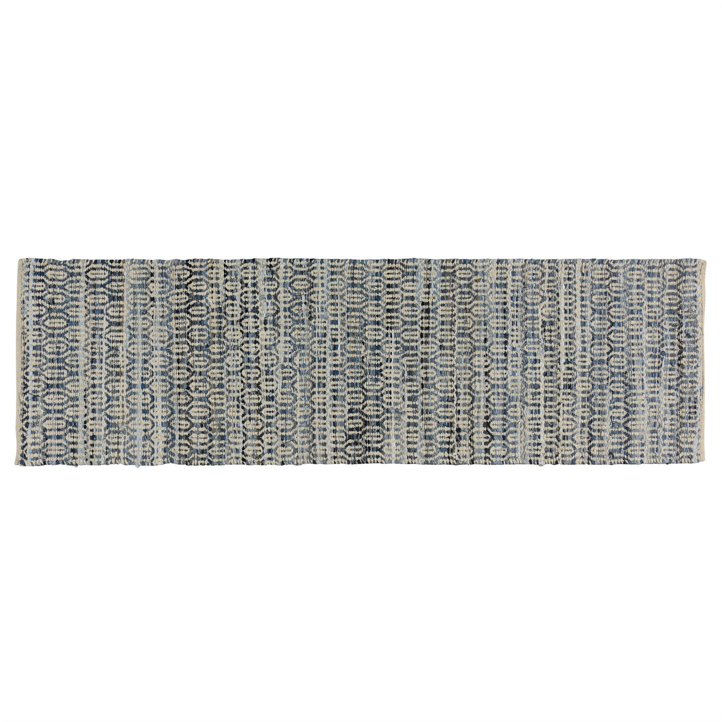 3' X 8' Blue And Gray Ogee Runner Rug