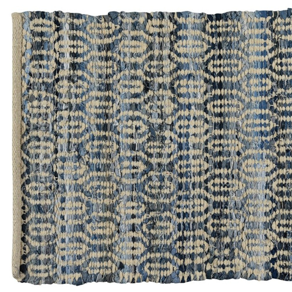 3' X 8' Blue And Gray Ogee Runner Rug