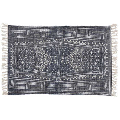 2' X 3' Blue And Ivory Batik Scatter Rug