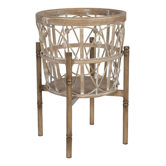 20" Brown Solid Wood Round End Table