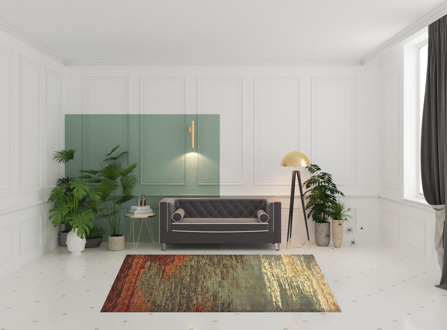 5’X7’ Blue And Brown Distressed Area Rug