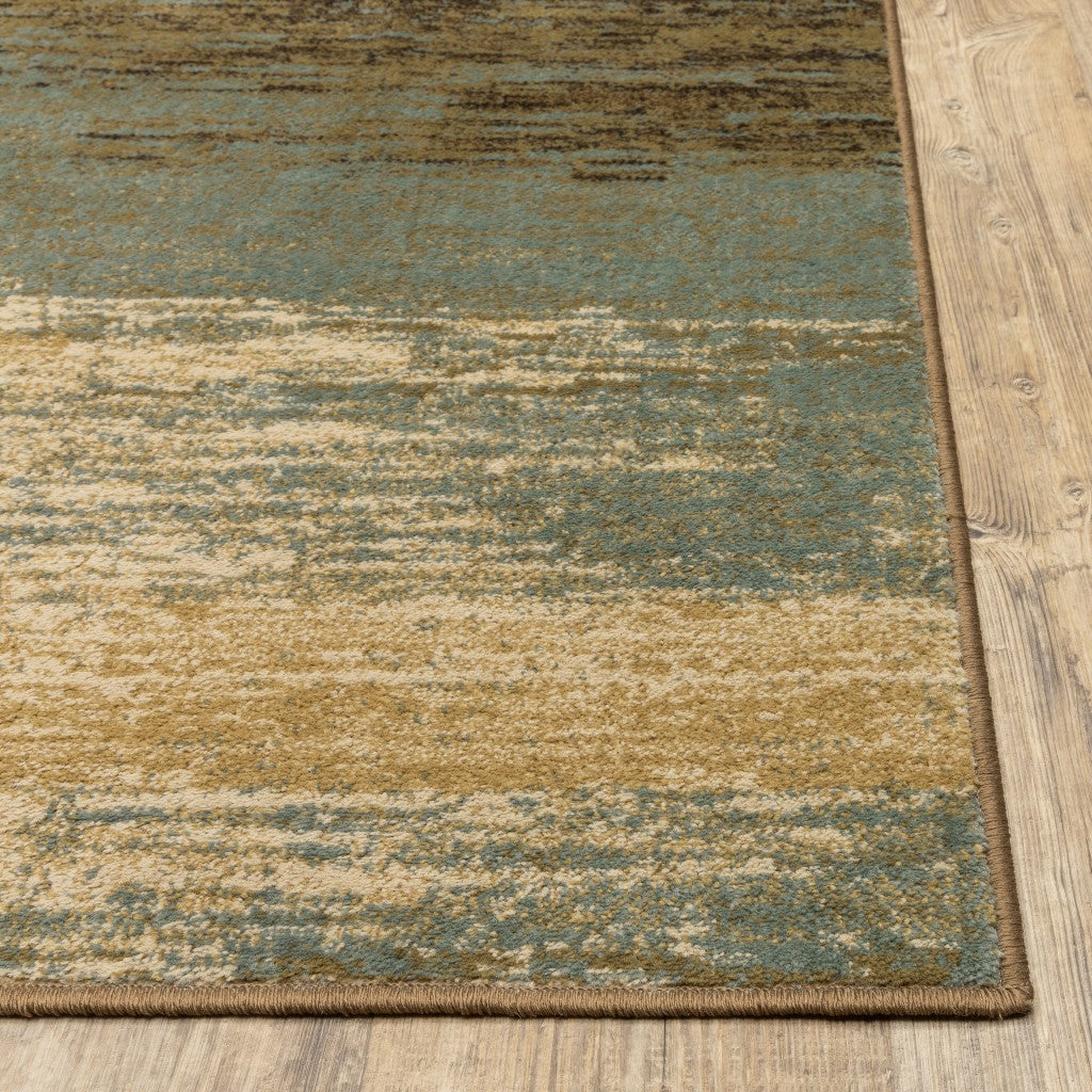 5’X7’ Blue And Brown Distressed Area Rug