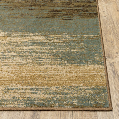 5’X7’ Blue And Brown Distressed Area Rug