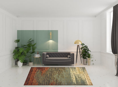 5’X7’ Blue And Brown Distressed Area Rug