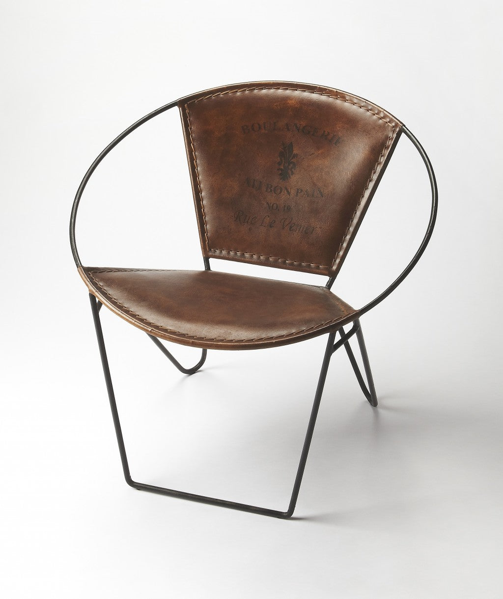 27" Brown Faux Leather Side Chair