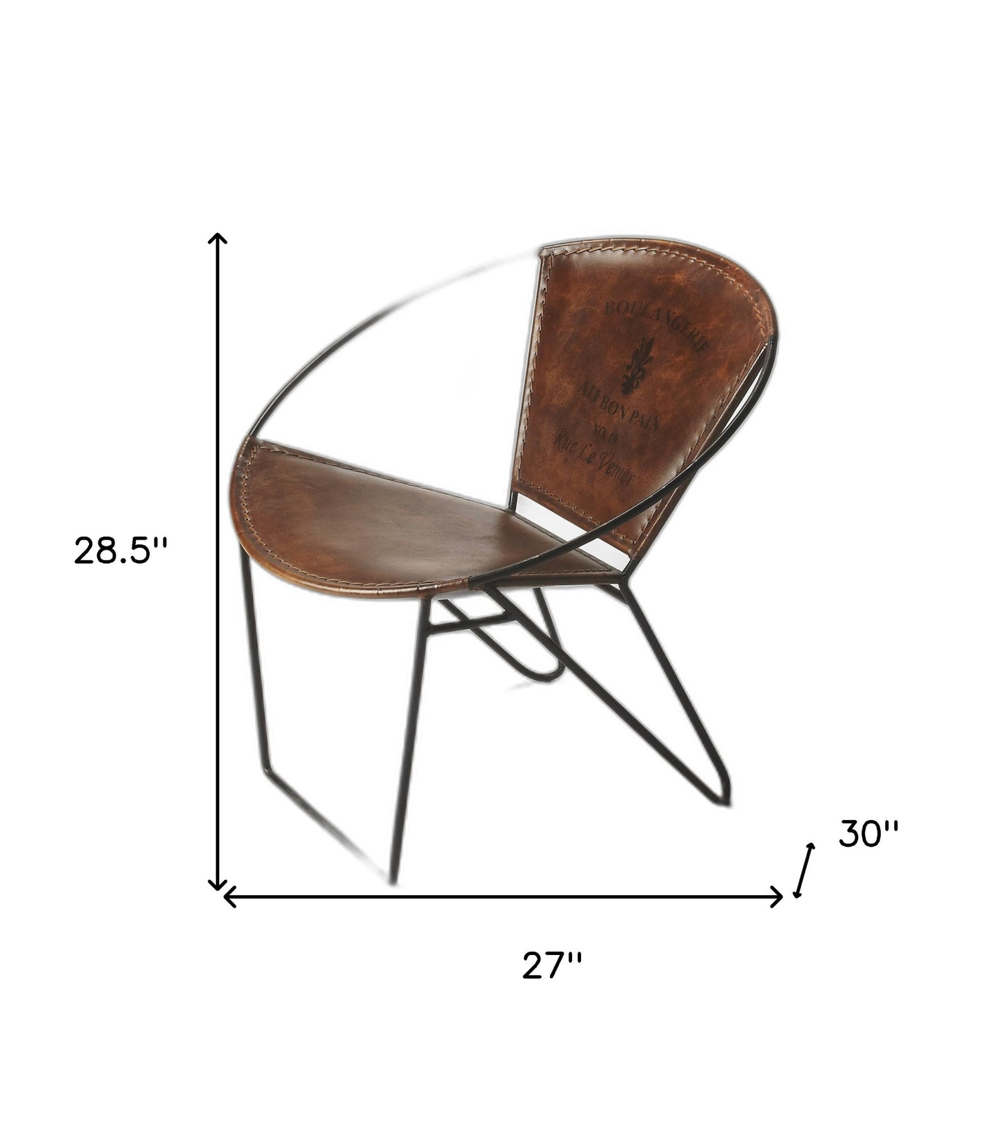 27" Brown Faux Leather Side Chair