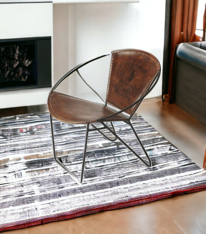 27" Brown Faux Leather Side Chair