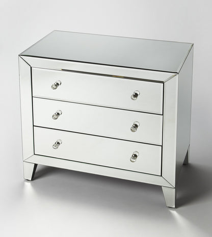 30" Clear Glass Three Drawer Chest