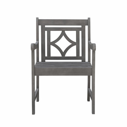 Distressed Dining Armchair With Decorative Back