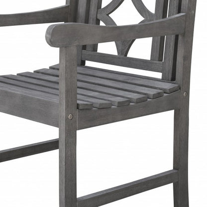 Distressed Dining Armchair With Decorative Back