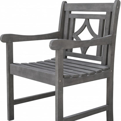 Distressed Dining Armchair With Decorative Back