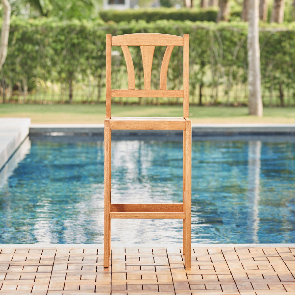 48" Brown Low Back Indoor Outdoor Bar Height Chair With Footrest