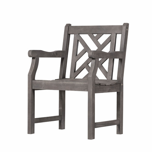 Distressed Patio Armchair With Diagonal Design