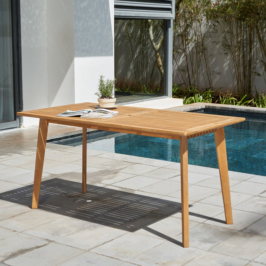 Natural Wood Dining Table With Slatted Top