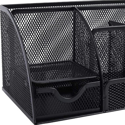 Sleek Matte Black 6 Compartment Desk Organizer