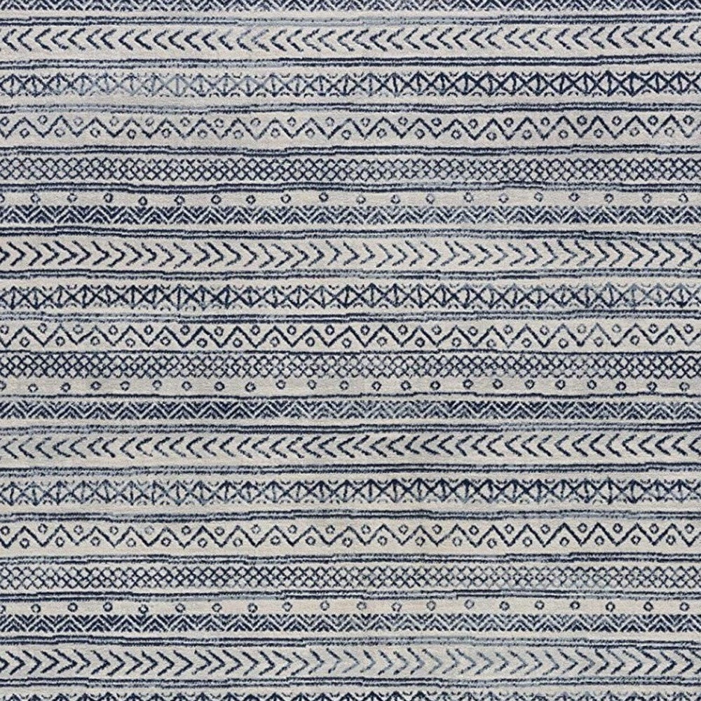 5’ X 8’ Navy Blue Decorative Stripes Area Rug