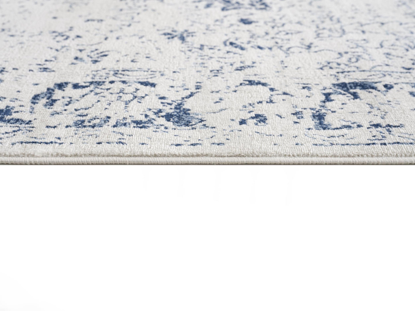 5’ X 8’ Navy Blue Distressed Floral Area Rug