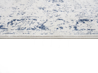 5’ X 8’ Navy Blue Distressed Floral Area Rug