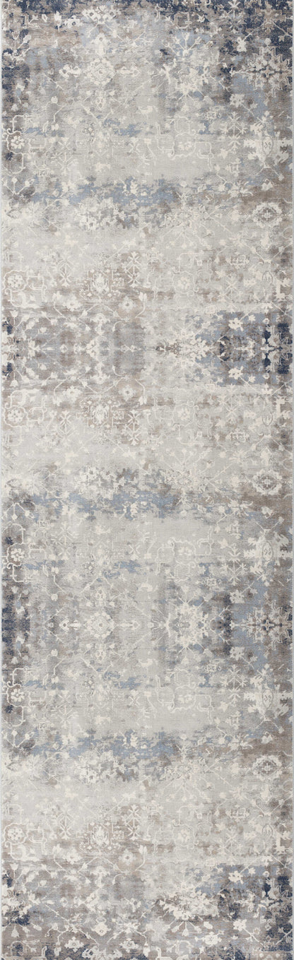 4’ X 6’ Navy And Beige Distressed Vines Area Rug